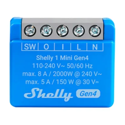 Shelly Mini kontroller 1 Gen4 Zigbee/Matter (Wi-Fi, Bluetooth, kuivkontakt)