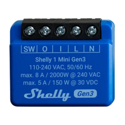 Shelly nutirelee WiFi ja Bluetooth 1 Mini Gen3 (8A, kuivkontakt)