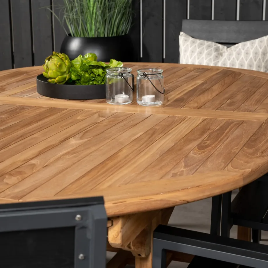 Tiigipuust aia söögilaua komplekt Kenya, 180/240×120, GR22614 – 8