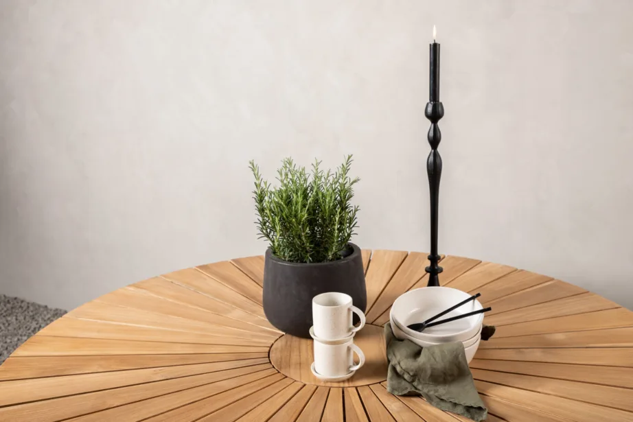 Tiigipuust ümmargune aia söögilaud Mexico, naturaalne/valge, ø140, 6161-400 – 7