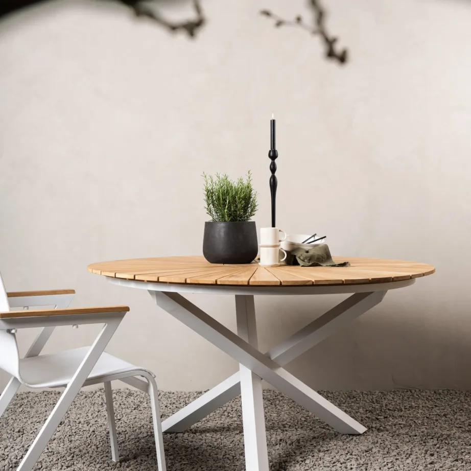 Tiigipuust ümmargune aia söögilaud Mexico, naturaalne/valge, ø140, 6161-400 – 9