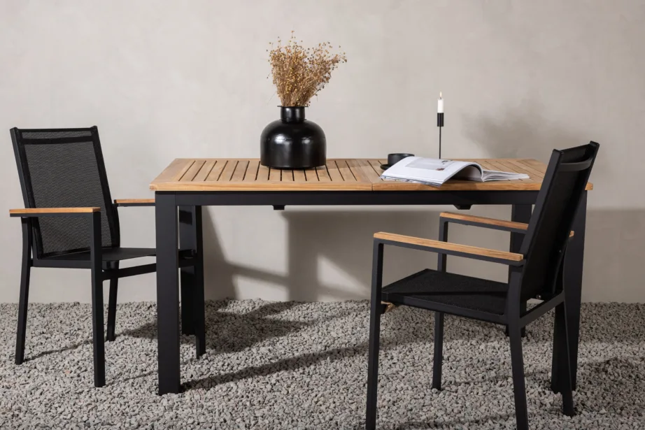 Tiigipuust pikendatav aia söögilaud Panama, must/natuurale, 6020-520 – 7