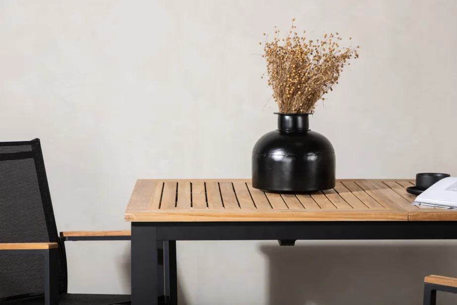 Tiigipuust pikendatav aia söögilaud Panama, must/natuurale, 6020-520 – 8