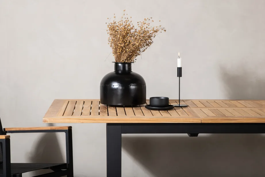 Tiigipuust pikendatav aia söögilaud Panama, must/natuurale, 6020-520 – 9