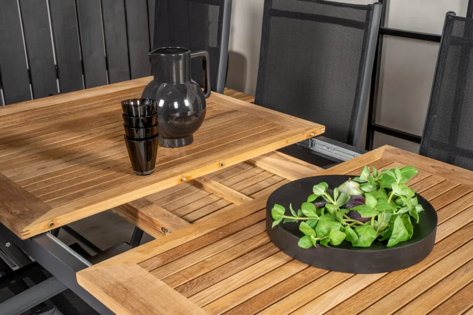 Tiigipuust pikendatav aia söögilaud Panama, must/naturaalne, 6023-520 – 13