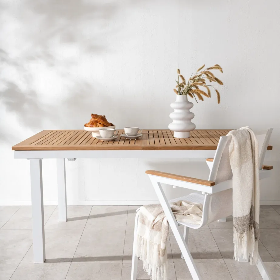 Tiigipuust pikendatav aia söögilaud Panama, naturaalne/valge, 9297-400 – 6