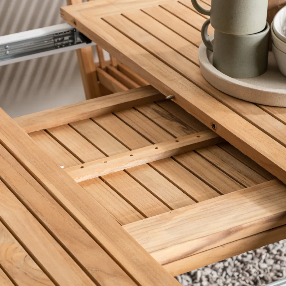 Tiigipuust pikendatav aia söögilaud Panama, naturaalne/valge, 9396-400 – 8