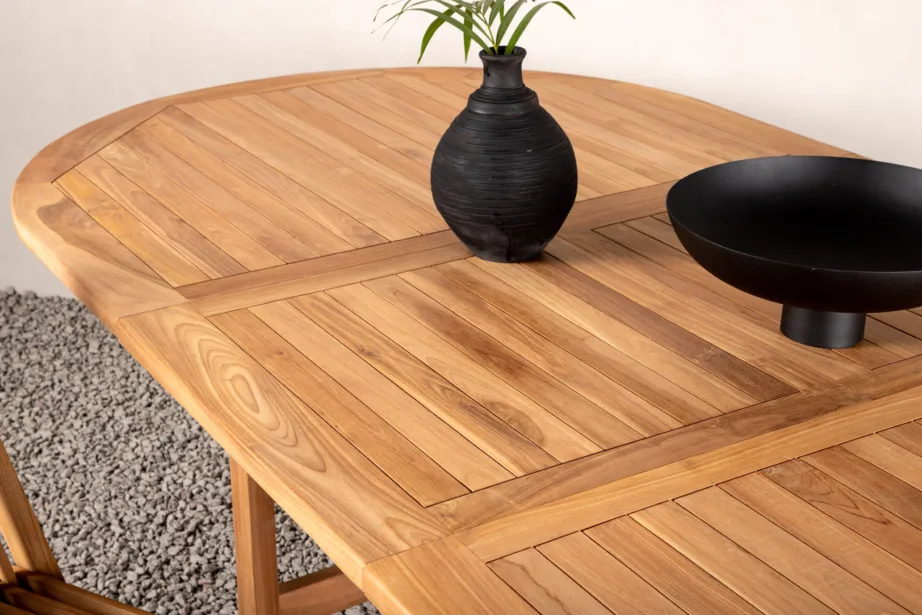 Tiigipuust pikendatav ovaalne aia söögilaud Kenya, naturaalne, 180/240x120x75, 9525-244 – 7