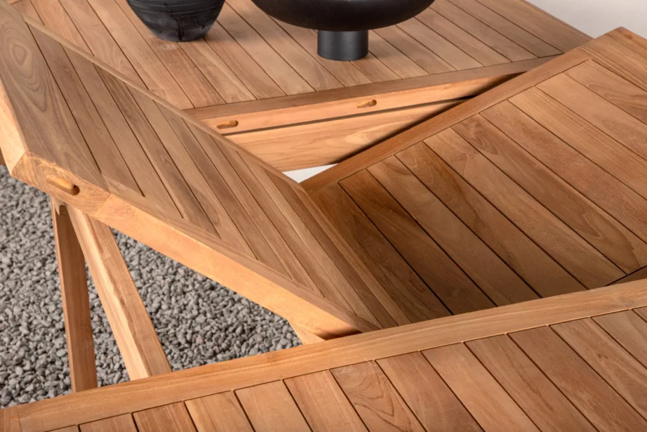 Tiigipuust pikendatav ovaalne aia söögilaud Kenya, naturaalne, 180/240x120x75, 9525-244 – 12