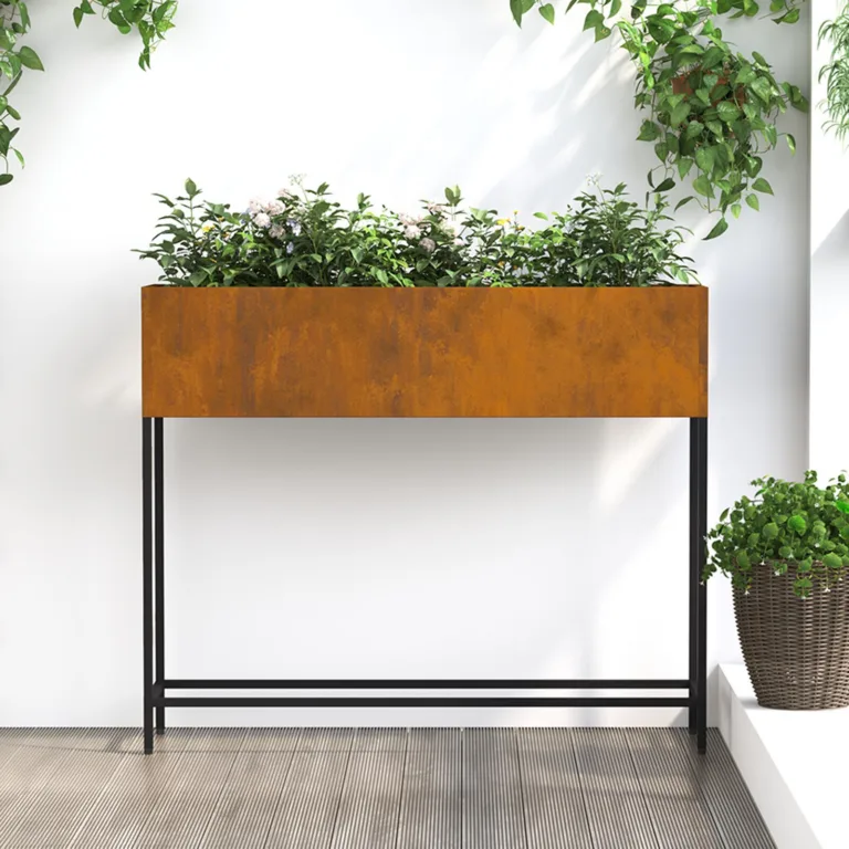 Tõstetud aiapott 100x26x82 cm kulutatud teras