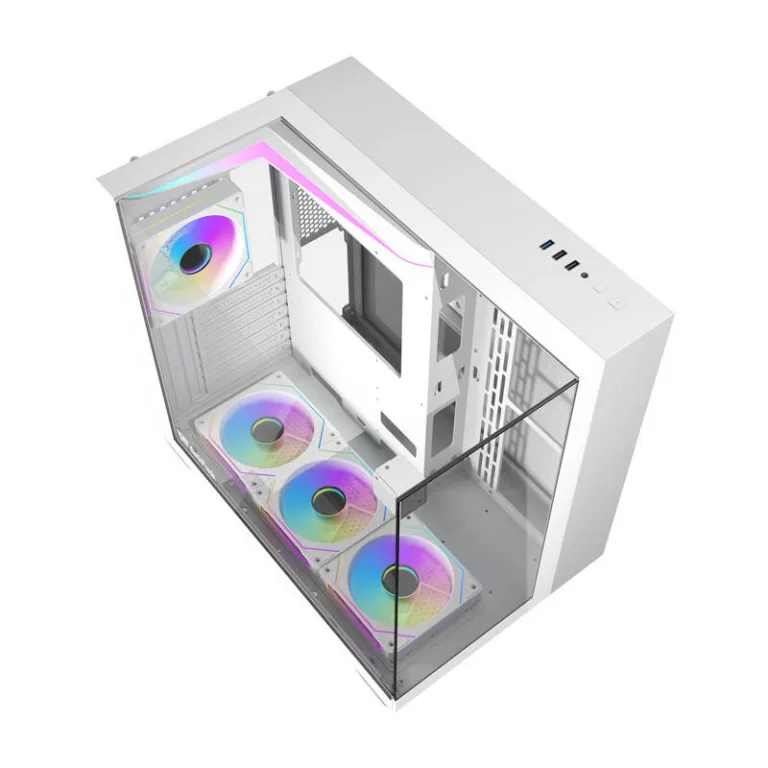 Valge ATX arvutikorpus Darkflash TH285, 4 RGB ventilaatoriga