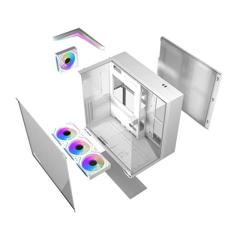 Valge ATX arvutikorpus Darkflash TH285, 4 RGB ventilaatoriga