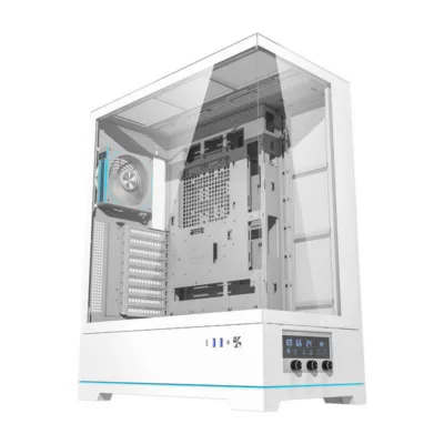 Valge Big Tower arvutikorpus Darkflash DY451L PRO, ARGB, klaaspaneel, USB-C, 1 ventilaator