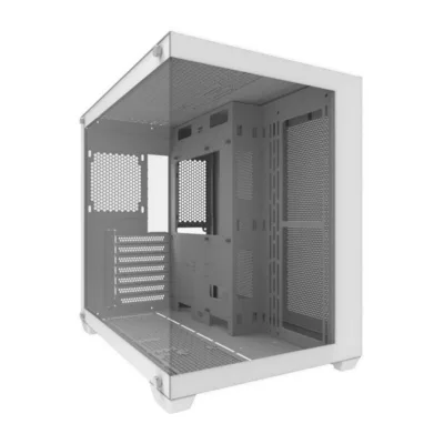 Valge arvutikorpus Darkflash C285P Mini Tower, karastatud klaas