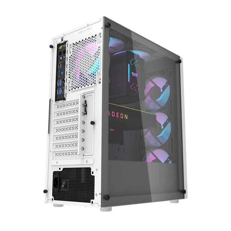 Valge arvutikorpus Darkflash DK351, 4 RGB ventilaatorit, karastatud klaas