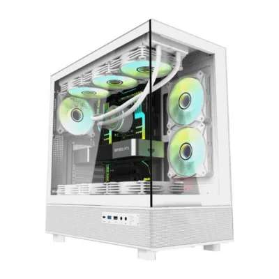 Valge arvutikorpus Darkflash DPX90, karastatud klaas, ATX/M-ATX/ITX, 9 ventilaatori pesa, USB-C