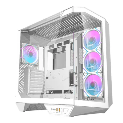 Valge arvutikorpus Darkflash DY470, 4 ARGB ventilaatorit, GPU tugi