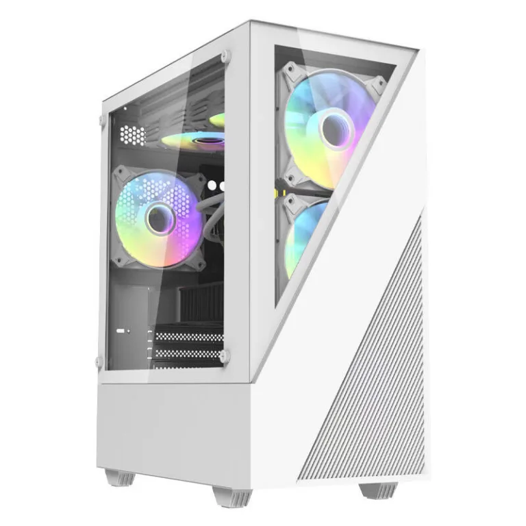Valge arvutikorpus Darkflash E330M, 4 ARGB ventilaatorit, klaaspaneelidega