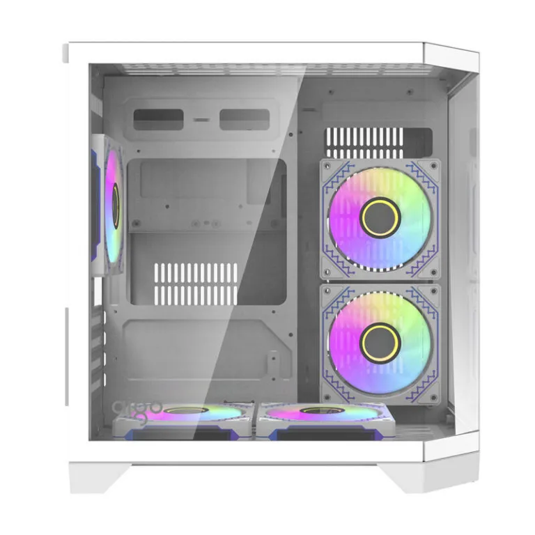 Valge arvutikorpus Darkflash FT350, 5 aRGB ventilaatorit, Mini Tower