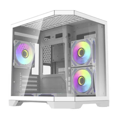 Valge arvutikorpus Darkflash FT350, 5 aRGB ventilaatorit, Mini Tower