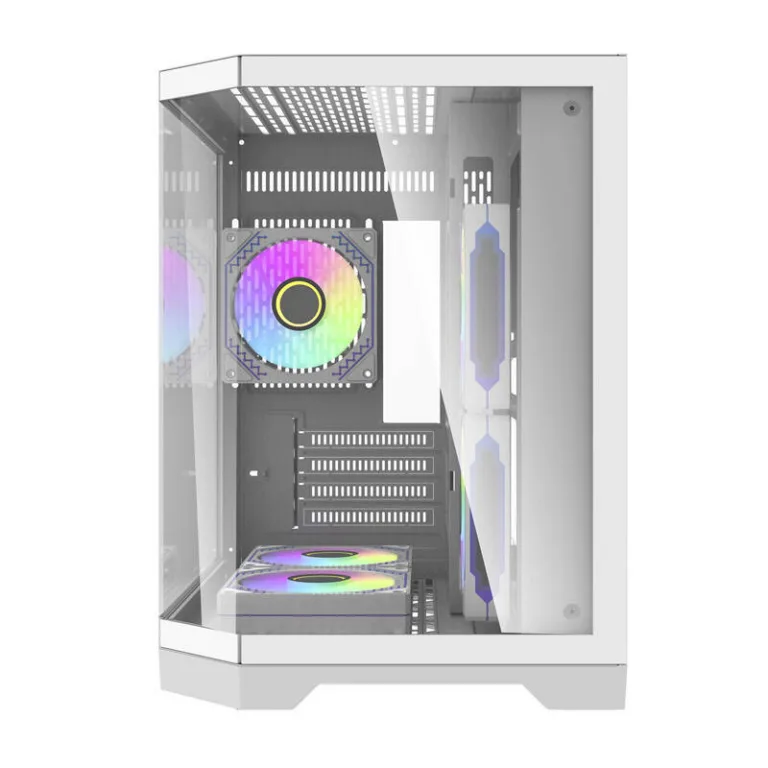 Valge arvutikorpus Darkflash FT350, 5 aRGB ventilaatorit, Mini Tower