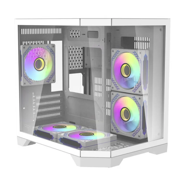 Valge arvutikorpus Darkflash FT350, 5 aRGB ventilaatorit, Mini Tower