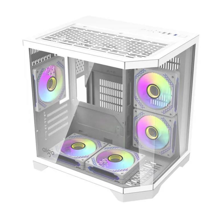 Valge arvutikorpus Darkflash FT350, 5 aRGB ventilaatorit, Mini Tower