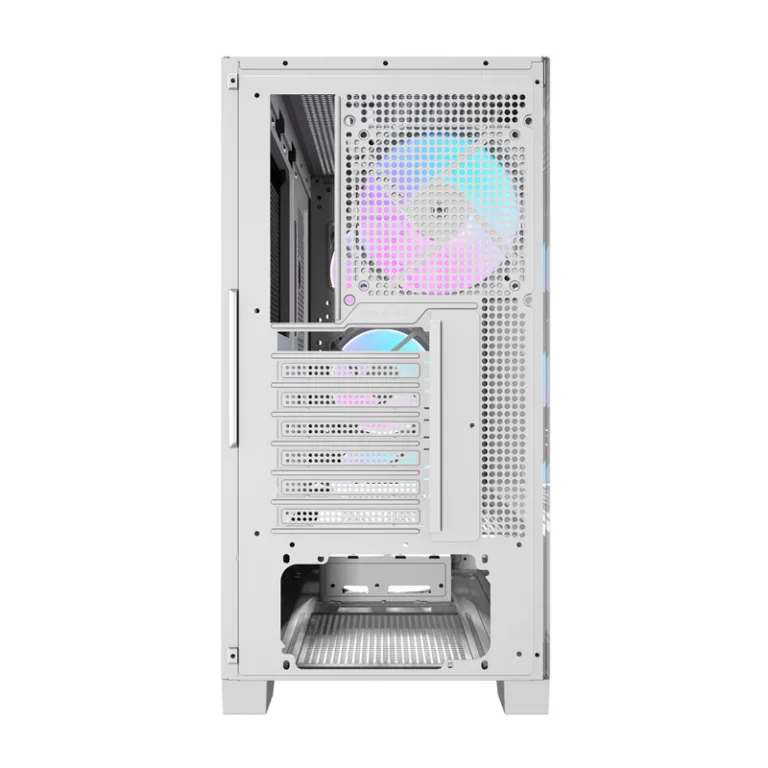 Valge arvutikorpus karastatud klaasiga Darkflash DRX90 (ATX, 4 RGB ventilaatorit)