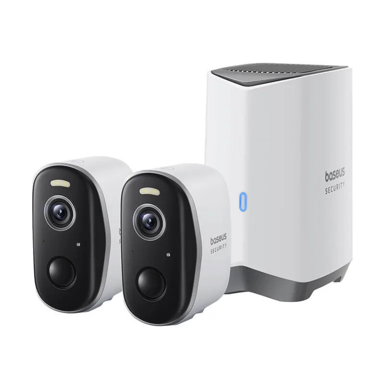 Välisvalvekaamera komplekt Baseus N1 Plus, juhtmevaba 2K (2 tk, 270 päeva aku, Wi-Fi, valge)