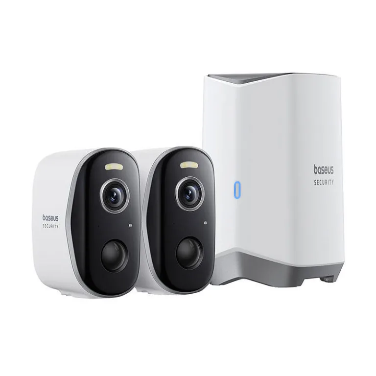 Välisvalvekaamera komplekt Baseus N1 Plus, juhtmevaba 2K (2 tk, 270 päeva aku, Wi-Fi, valge)