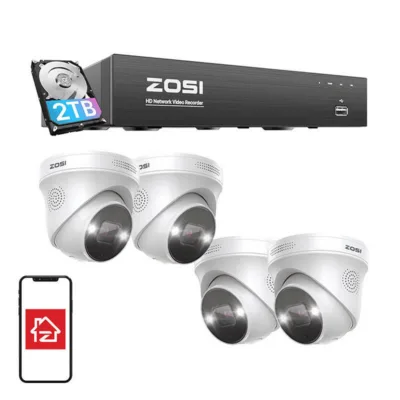 WiFi turvakaamera komplekt ZOSI C225 (4 x 8MP kaamerat, NVR, 2TB HDD)