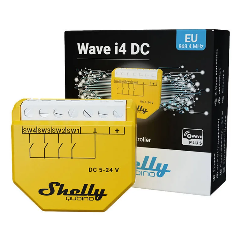 Z-Wave stseenikontroller Shelly Qubino Wave i4 DC (4 sisendit, 5–24 V)