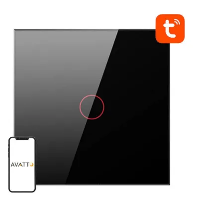 Zigbee nutikas lüliti Avatto LZTS02-EU-B1, 1-nupp, must (Tuya, neutraaljuhtmeta)