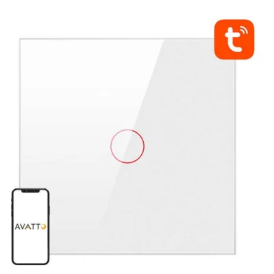 Zigbee nutikas lüliti Avatto LZTS02-EU-W1, valge (ilma neutraaljuhtmeta, ühilduv TUYA-ga, ühe kanaliga)