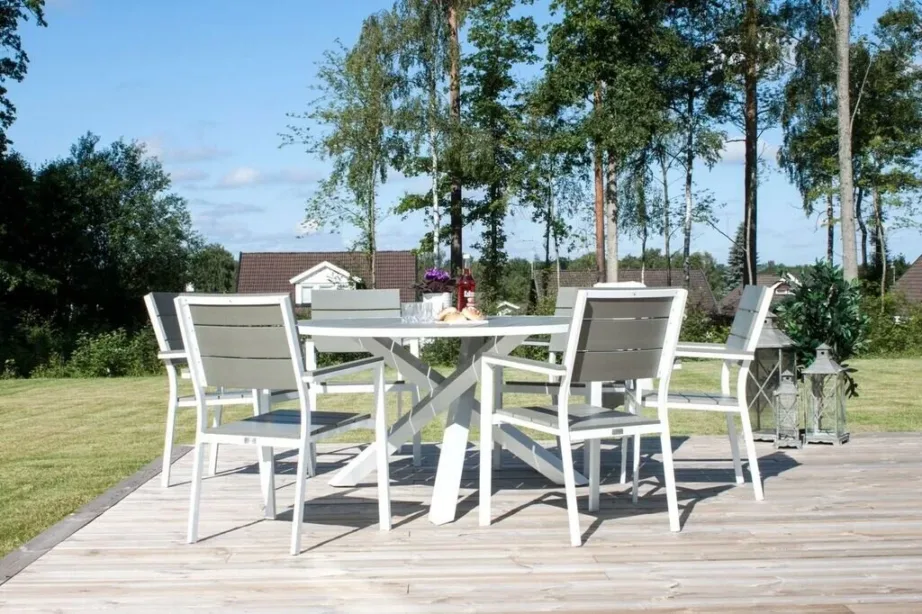 Ümmargune aia söögilaud Parma, hall/valge, ø140, 4145-400 – 2