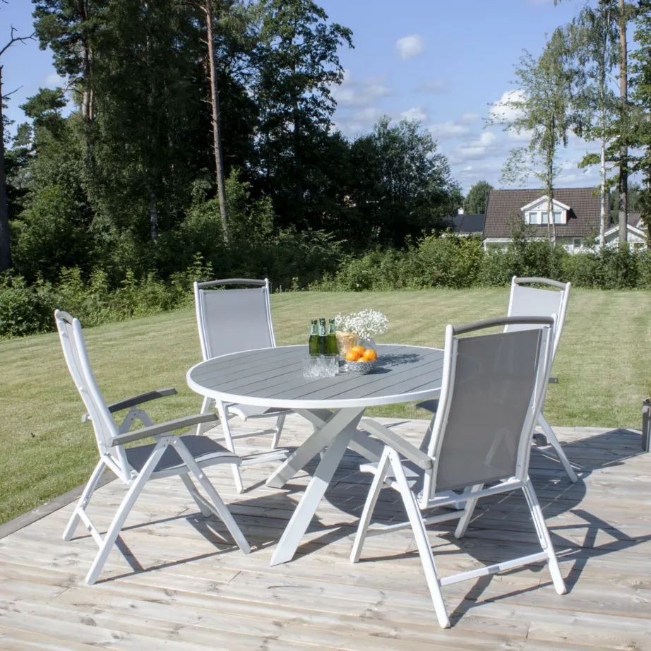 Ümmargune aia söögilaud Parma, hall/valge, ø140, 4145-400 – 6