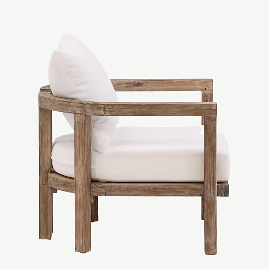 Erica akaatsiapuidust tugitool valgete patjadega, 1206-072 – 2