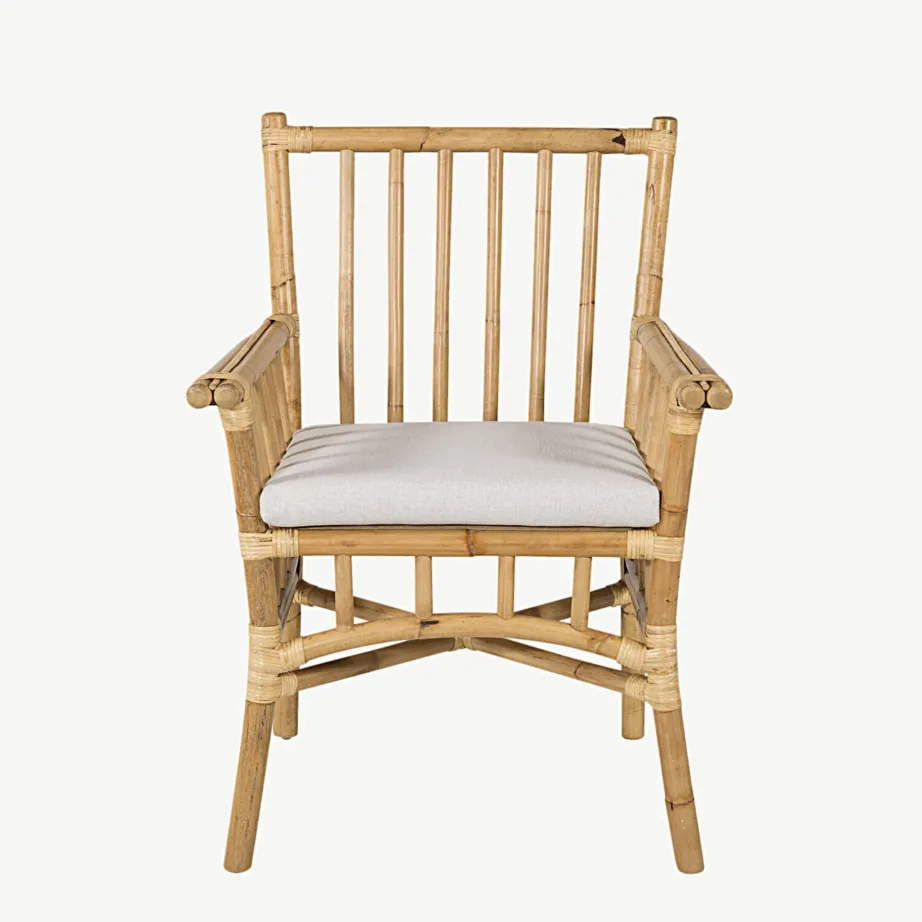 Cane sarja bambusest söögitool helehalli padjaga, 1214-6010 – 2