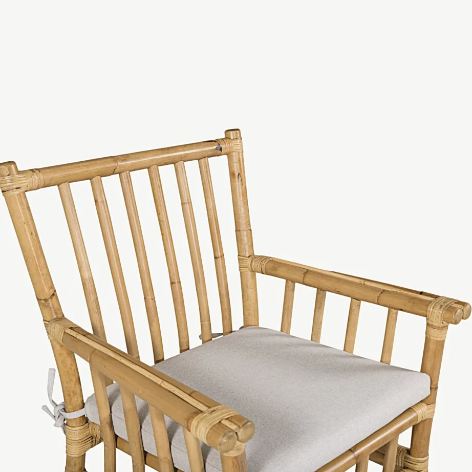 Cane sarja bambusest söögitool helehalli padjaga, 1214-6010 – 5