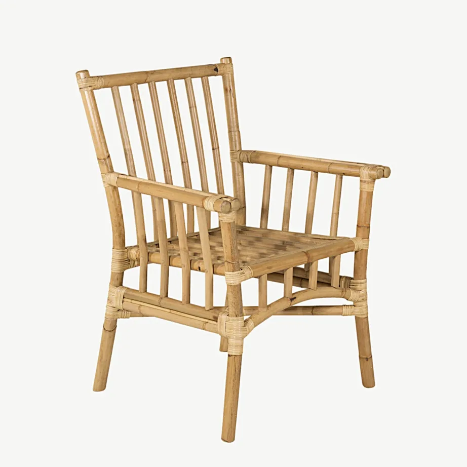 Cane sarja bambusest söögitool helehalli padjaga, 1214-6010 – 6