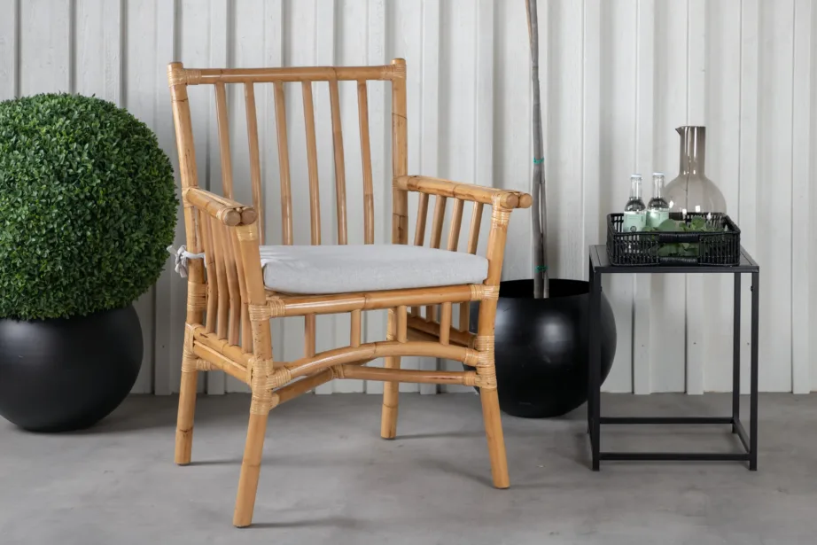 Cane sarja bambusest söögitool helehalli padjaga, 1214-6010 – 7