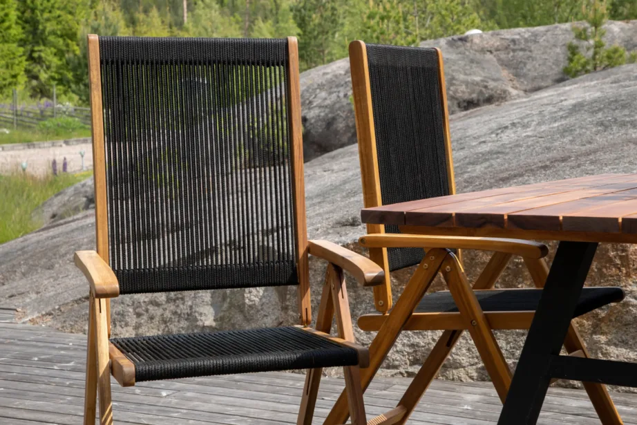 Little John kokkuklapitav söögitool (akaatsiapuit, must polüesterköis), 1231-076 – 8