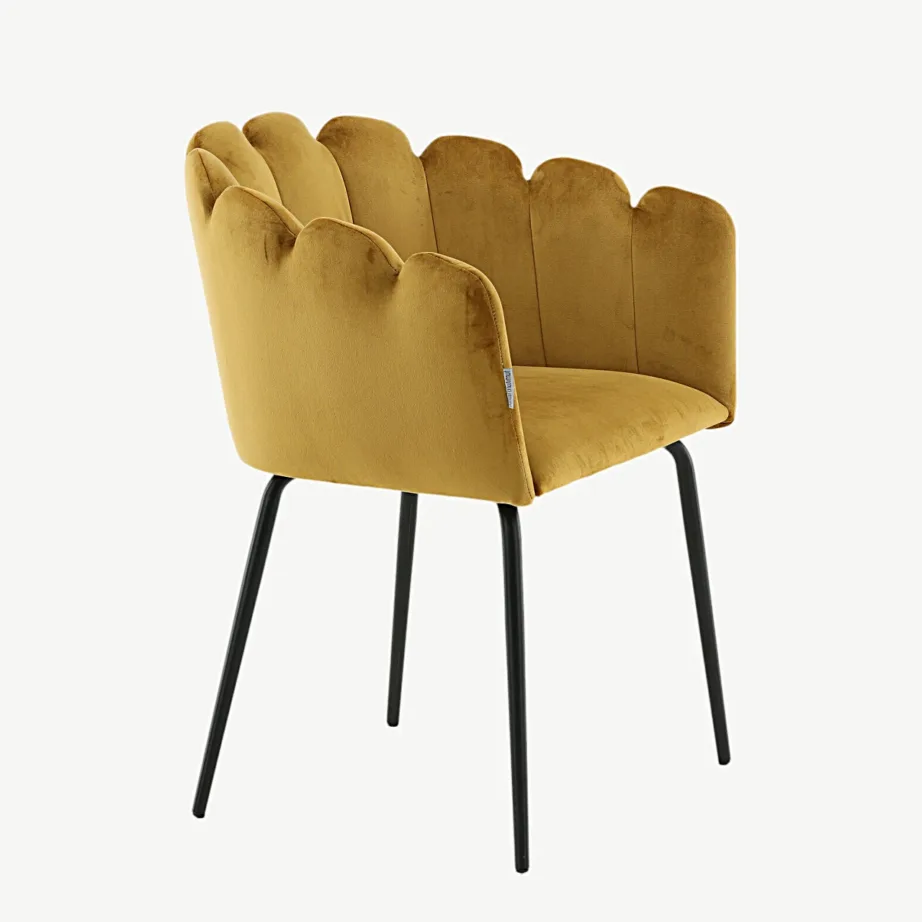 Limhamni kollane sametist söögitool mustade metalljalgadega, 15001-881 – 3