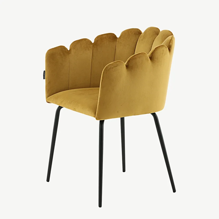 Limhamni kollane sametist söögitool mustade metalljalgadega, 15001-881 – 6