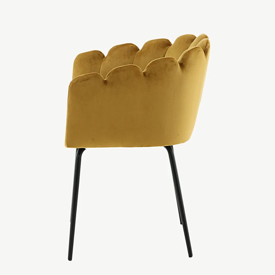 Limhamni kollane sametist söögitool mustade metalljalgadega, 15001-881 – 7