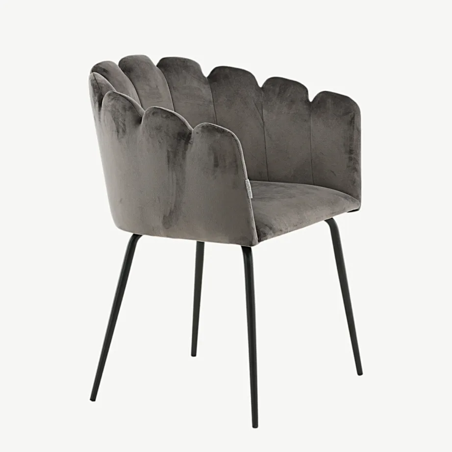 Limhamni hall sametist söögitool mustade metalljalgadega, 15001-885 – 3