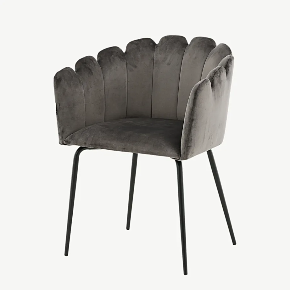 Limhamni hall sametist söögitool mustade metalljalgadega, 15001-885 – 5