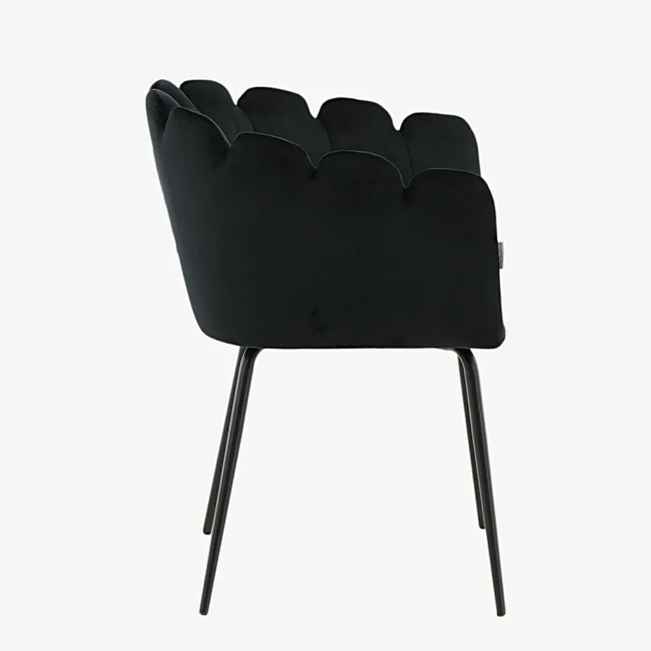 Limhamni must sametkattega söögitool mustade metalljalgadega, 15001-888 – 2