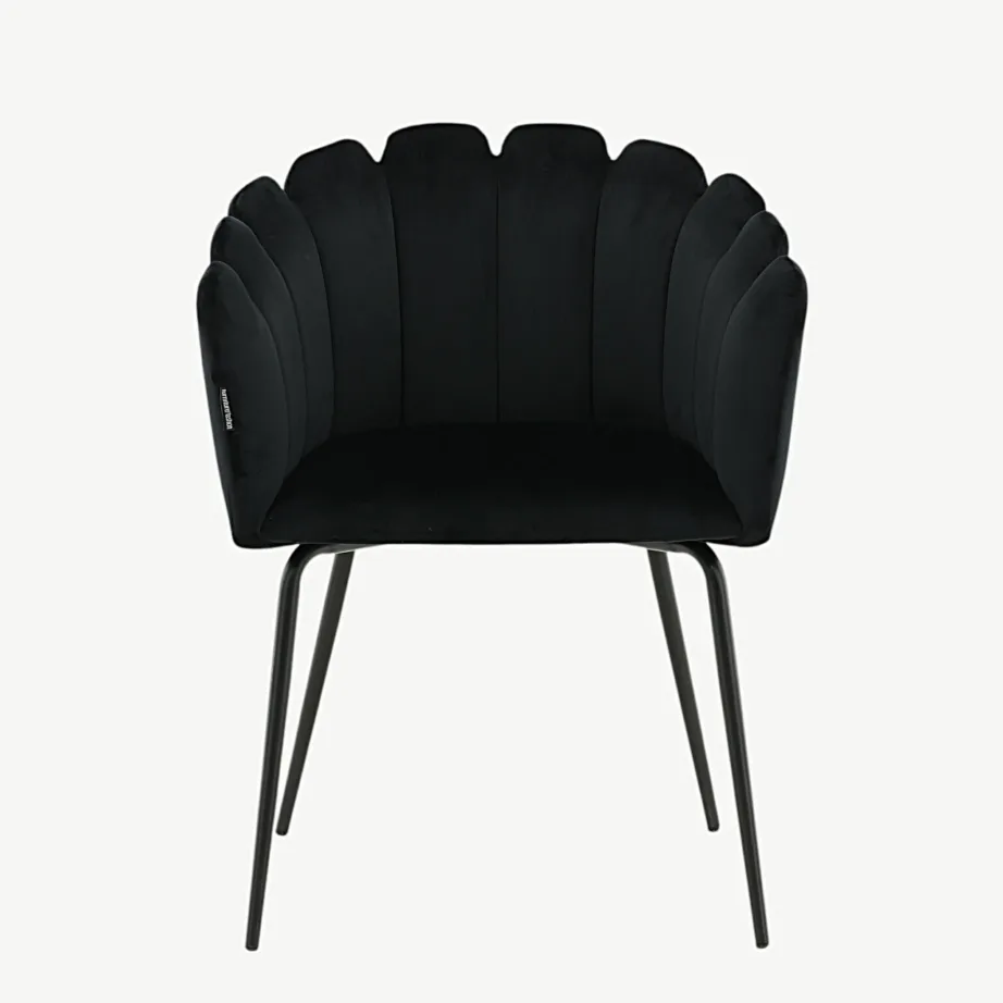 Limhamni must sametkattega söögitool mustade metalljalgadega, 15001-888 – 4
