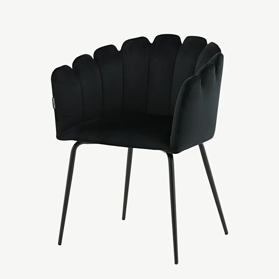 Limhamni must sametkattega söögitool mustade metalljalgadega, 15001-888 – 5